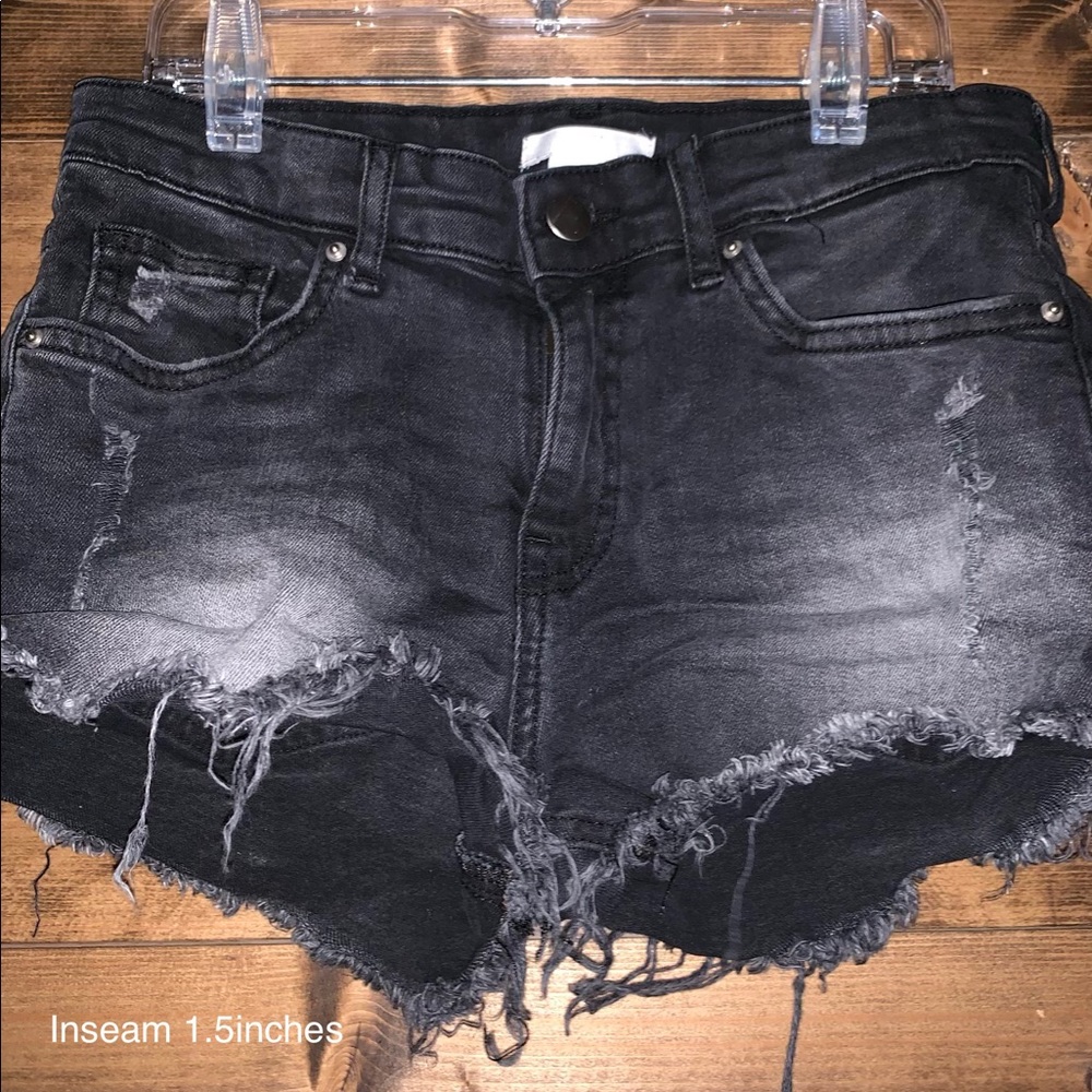 Distressed jean shorts